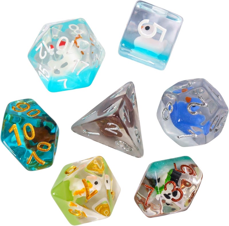 cusdie 7-Die DND Dice, Polyhedral Dice Set Filled with Animal, for Role Playing Game D&D Dice（Random Animal） - Image 2